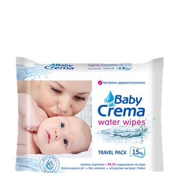 Image 1 of Baby Crema Мокри кърпички Baby Crema - Water, 15 броя (2191)