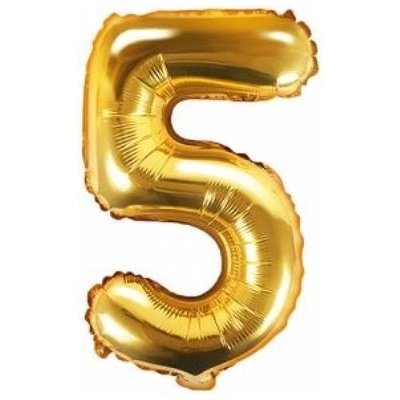 PARTYDECO Balón foliový číslice ZLATÁ 35 cm 5 NELZE PLNIT HELIEM