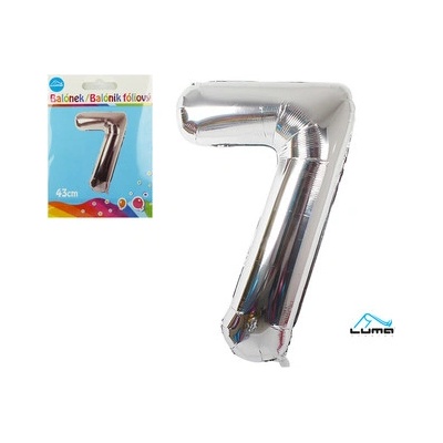Balónek foliový č. 7 STŘÍBRNÝ 43cm LUMA