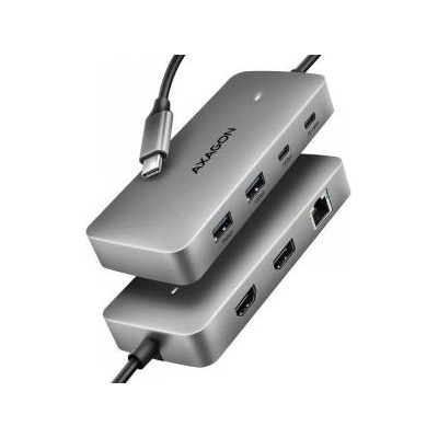 AXAGON HMC-CUB83X2, USB 10Gbps hub, 2x USB-A, USB-C, HDMI & DP 4k/144Hz, RJ-45 GLAN, PD 100W, USB-C cable 15cm