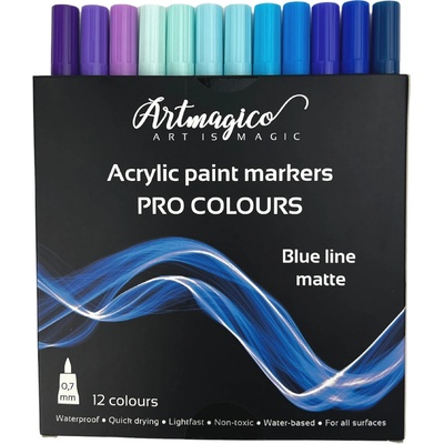 Artmagico Pro Blue Line akrylové fixy modré odstíny 12 ks – Zboží Dáma