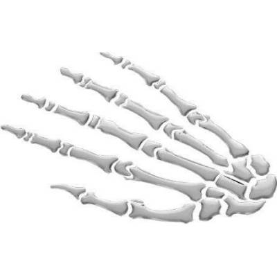 Emblém 3D samolepící "Skeleton Hand" ruka chrom