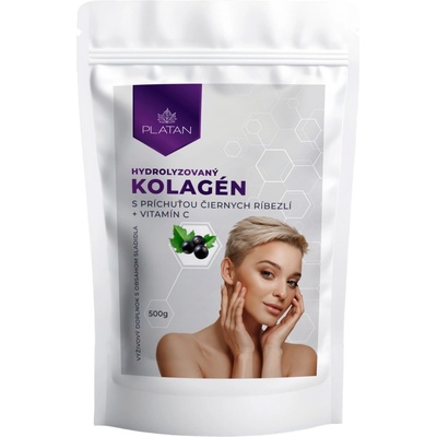 PLATAN Hydrolyzovaný kolagén Čierna ríbezľa+Vitamín C 500 g