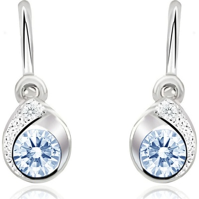 Duppi detské náušnice slzy DU 70544 z bieleho zlata s kamienkami svetlo modrými zapínanie brizúra