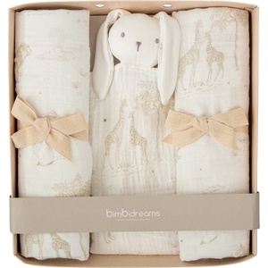 Bimbidreams Комплект пелени и играчка за гушкане Bimbidreams - Noe, White/Linen (8435629209275) - ozone