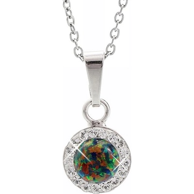 JSB Stříbrný se zelenoměnivým opálem a krystaly Swarovski Elements kolečko vitrail medium opal 15081