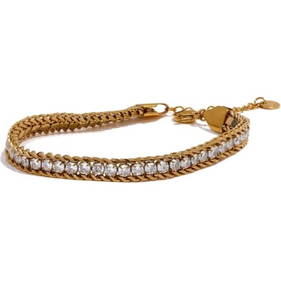 Grace Jewellery Luxusní ocelový náramek se zirkony chirurgická ocel BN-10-352A-1 zlatá