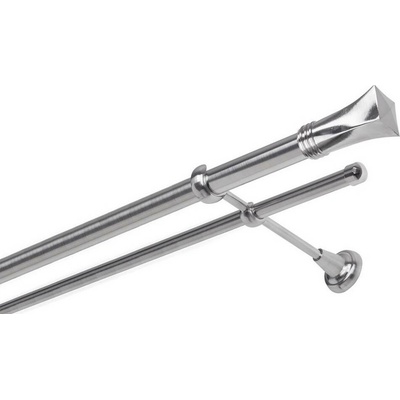 OK-GarnýžeCZ Garnýž kovová dvouřadá 25/16mm Swing nerez 140 cm do stěny / na tunýlek - bez kroužků