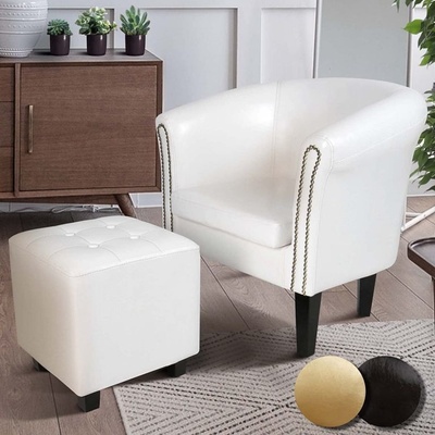Miadomodo Chesterfield s taburetem bílé
