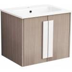 InterCeramic Конзолен шкаф за баня InterCeramic ICP 6451-3 с умивалник от смола - стенен модел, 61 см, с фабричен отвор (ICP 6451-3)
