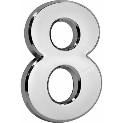 Číslo MagicHome "8" domové, s lepiacou páskou, strieborné, popisné, 70x100 mm, ABS – Sleviste.cz