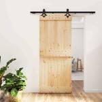 vidaXL Преплъзваща се врата Естествено и черно 85 x 210 cm (3445048)