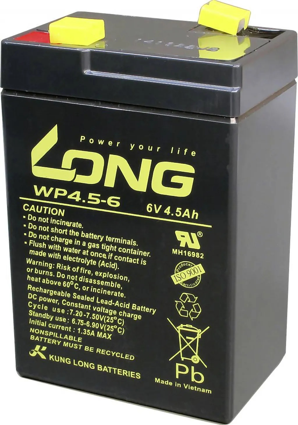 Long Aкумулаторна батерия Long WP 4.5 - 6, 6V 4.5Ah, 70x47x102 мм (WP4.5-6)