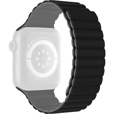 Rimeno Двуцветна силиконова каишка за Apple Watch 42/44/45/49 мм, черно и сиво (RSJ-37-00A-1)
