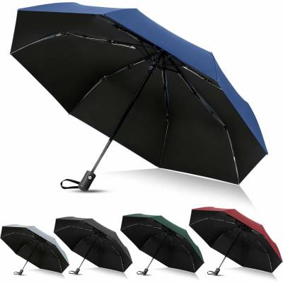 Skládací automatický deštník 8 žeber větruodolný námořní modrá