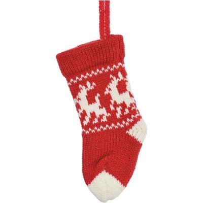 JUMI Vianočná ozdoba štrikovaná červeno biela ponožka 17 cm 1ks