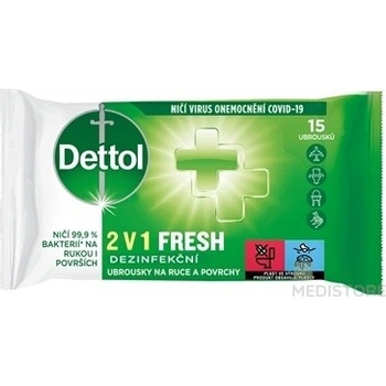 DETTOL Dezinfekčné obrúsky 2v1 na ruky a povrchy 15 ks