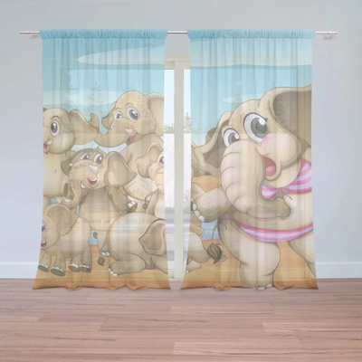 Záclony Sloni: 2 ks - 150x250 cm - Sablio