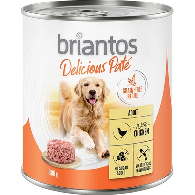 Briantos 24x800г Delicious Paté Briantos, консервирана храна за кучета - пиле