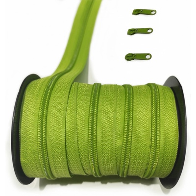 Zips špirálový, farba zelená 5 mm, metráž