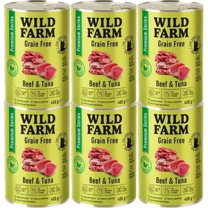 WILD FARM Premium Grain Free Beef and Tuna 6x400g - беззърнена храна за котки