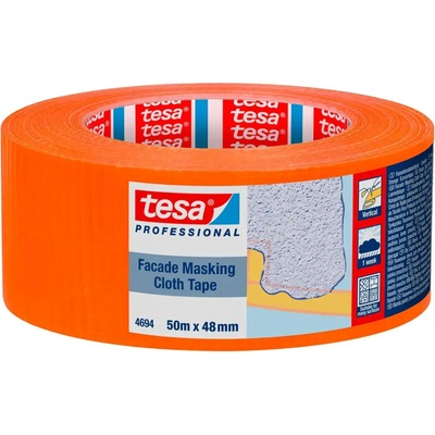 Tesa 4694 Fasádna maskovacia páska s textíliou 50 m x 48 mm oranžová