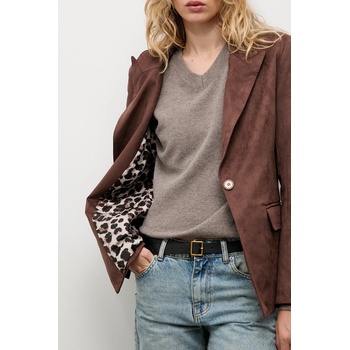 Answear. LAB Сако Answear. LAB в кафяво с едно копче с изчистен дизайн (PK9006)