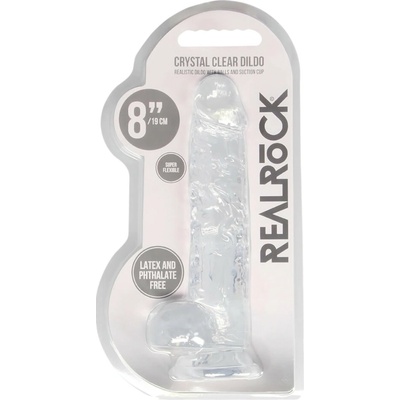 REALROCK Priehľadné realistické dildo priehľadné 19 cm