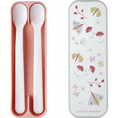 Mepal Flowers & butterflies Plastové detské lyžičky v bielej a svetloružovej 2 ks