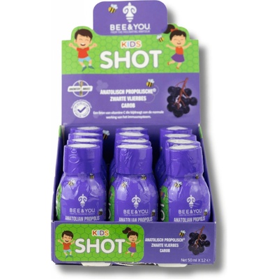 Bee&You Dětský shot na imunitu propolis, černý bez, vitamin C 12x50 ml – Zboží Mobilmania