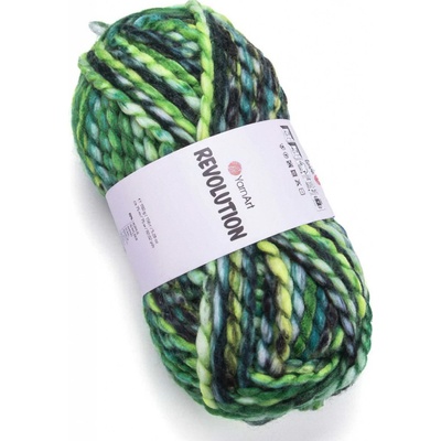 YarnArt pletací příze REVOLUTION 1602 zelená melírovaná, efektní, 150g/75m