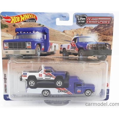 Mattel hot wheels Dodge Retro Rig Truck Car Transporter With Macho Power Pick-up N 80 Racing 1980 Modrá Bílá 1:64