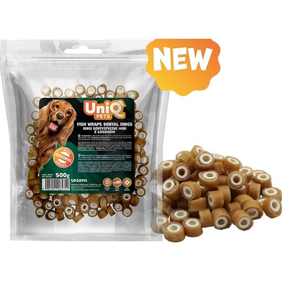 UNIQ PETS Dentální mini kroužky s lososem 500 g