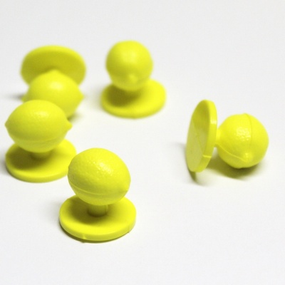 Knoflík na rondony a zástěry 11mm citron, jahoda, kostky Barva: citrón