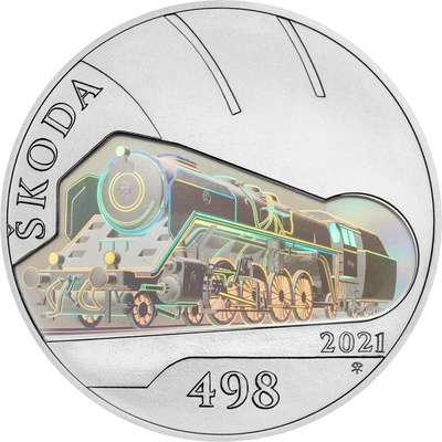 Česká mincovna Parní lokomotiva Škoda 498 Albatros s hologramem 500 Kč 2021 stříbrná mince Proof 25 g – Zboží Dáma