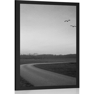 Plakát okouzlující západ slunce v černobílém provedení - 20x30 black
