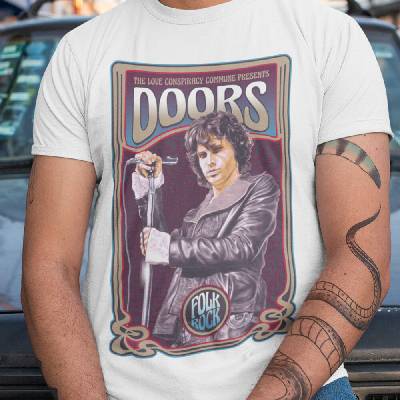 Tričko s potlačou Jim Morrison biela