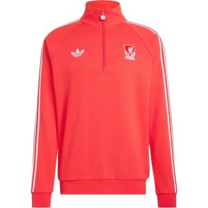 Adidas Мъжки пуловер Adidas Mens Liverpool Originals Half Zip Jumper - Red/White