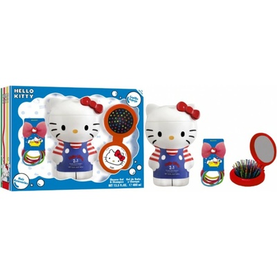 Hello Kitty Hello Kitty 2in1 Shower gél & Shampoo 400 ml sprchový gél 400 ml + hřeben se zrcátkem + gumičky a spona do vlasů pre deti