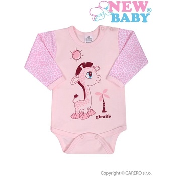 Dojčenské body s dlhým rukávom New Baby Giraffe ružové