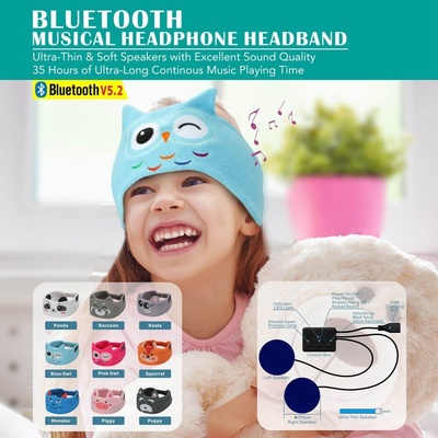 Maska na oči na spaní pro děti s bluetooth sluchátky dětská spící čelenka