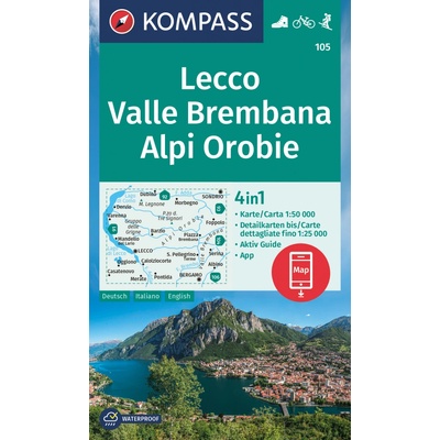Lecco, Valle Brembana (Kompass - 105) - turistická mapa