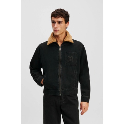 Karl Lagerfeld FAUX SHEARLING KL DENIM JACKET WASHED GREY DENIM