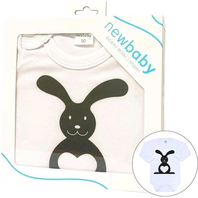 NEW BABY Dojčenské body s dlhým rukávom New Baby Zvieratko Zajačik darčekové balenie biela