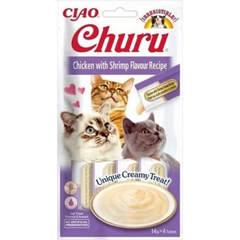 INABA Churu Пюре котешка храна с скариди 4 x 14 г