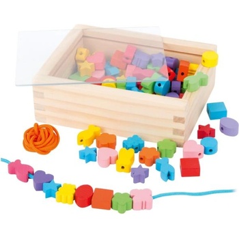 Legler Small Foot Дървени нанизващи се мъниста форми в кутия