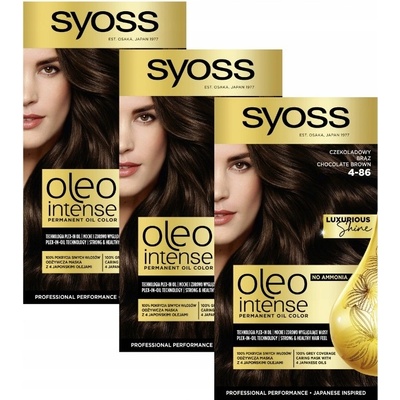 Syoss Oleo Intense barva na vlasy 4-86 čokoládově hnědá x 3