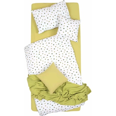 SCANquilt Obliečky JERSEY žabky biela zelená 90 x 135 cm 45 x 65 cm