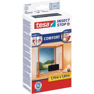 Tesa Síť proti hmyzu COMFORT, na okno, antracitová, 1,7m x 1,8m 55914-00021-00