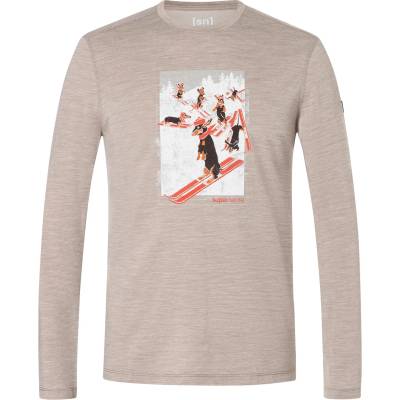 super. natural Мъжка блуза с дълъг ръкав Super. natural Dachshund Party L/S Longsleeve - Vintage Khaki Melange / Various (216-6435-0213)